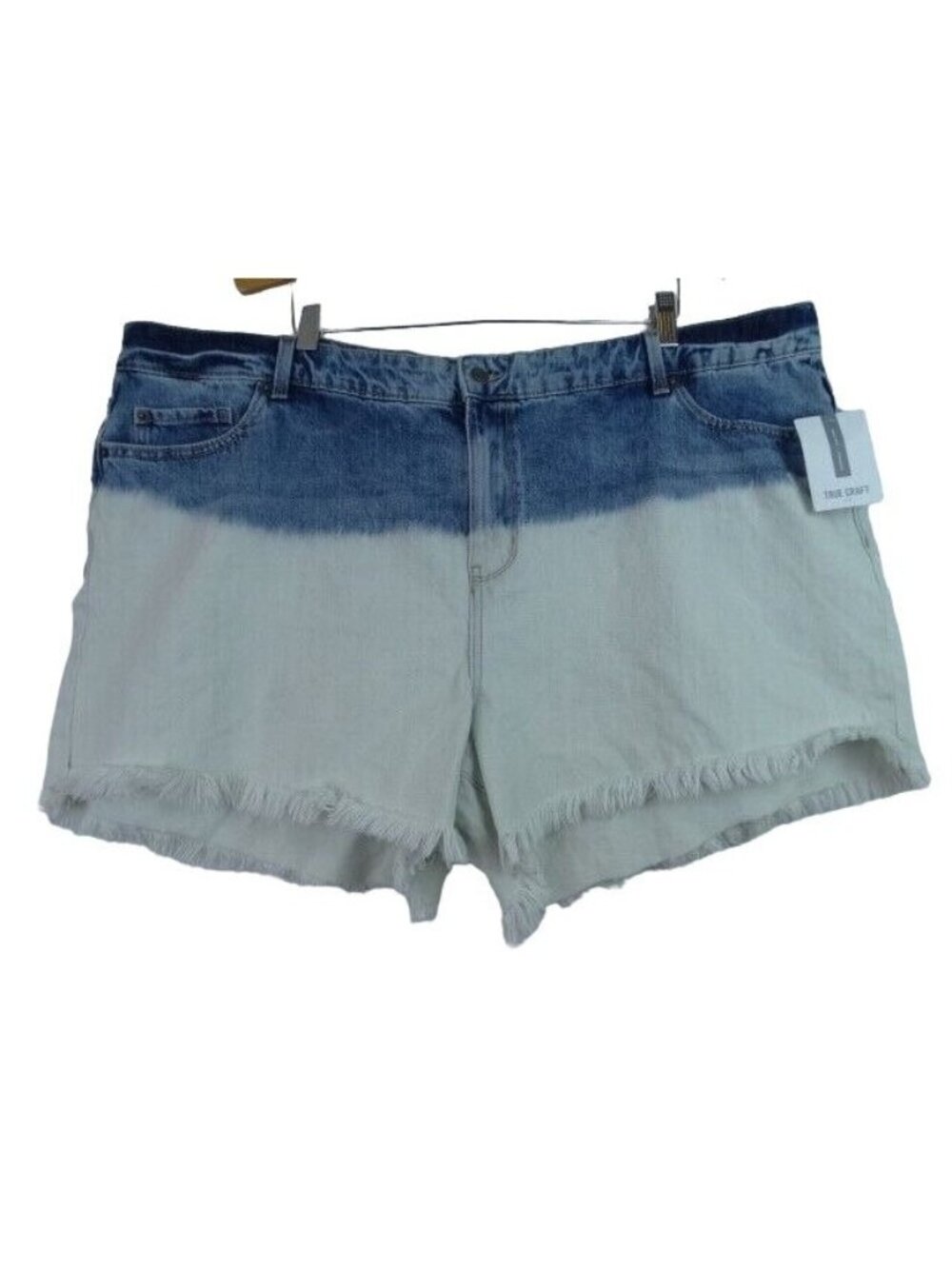True Craft Women's Jean Shorts Plus Size 24W Bleach Dip Cut Off Denim Shorts